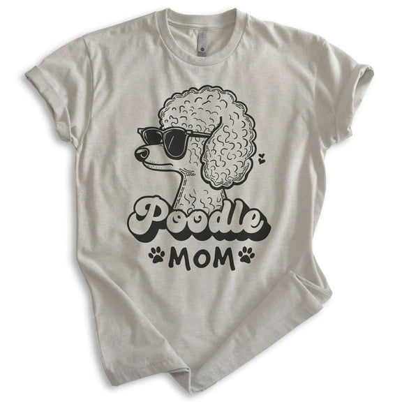 Poodle Mom T-shirt, Unisex Women's Shirt, Standard Poodle Owner, Best Dog Mom Gift, Light Silk Gray, X-Large