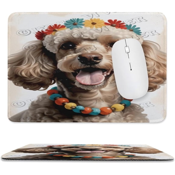 Poodle Mouse Pad 8x10 in, Premium Stitched Edge Computer Mousepad with Smooth Tracking Surface and Non-Slip Rubber Bottom, Cute Poodle Artwork for Desk Decor
