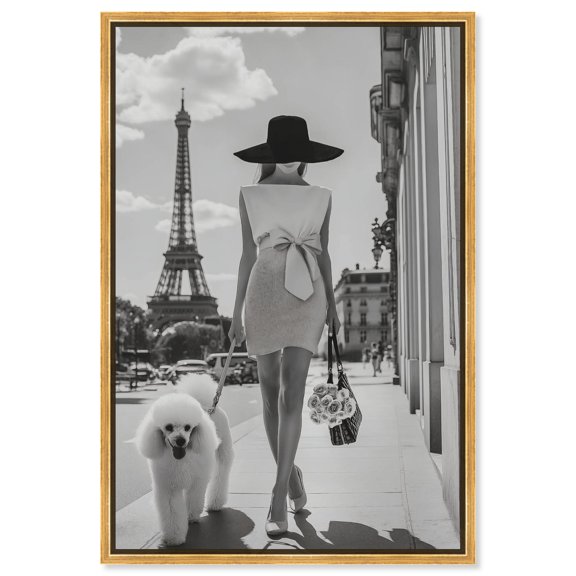 Poodle Paris Canvas Fashion and Glam Art by Art Remedy, Gold Frame, 36 x 54