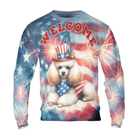 Poodle Patriotic Welcome for 4Th of July Independence Day All Over Print 3D Sweatshirt Unisex Merch Poodles Dog Lover Gifts Idea - 00010