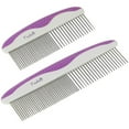 thumbnail image 1 of Poodle Pet Cat and Dog Grooming Comb with Stainless Steel Teeth, Purple 2 Pack, 1 of 10