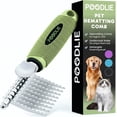 thumbnail image 1 of Poodle Pet Dematting Fur Rake Comb Brush Tool - Dog and Cat Comb with Long 2.5 Inches Steel Safety Blades for Detangling Matted or Knotted Undercoat Hair (Green), 1 of 11
