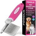 thumbnail image 1 of Poodle Pet Dematting Fur Rake Comb Brush Tool - Dog and Cat Comb with Long 2.5 Inches Steel Safety Blades for Detangling Matted or Knotted Undercoat Hair (Pink), 1 of 10
