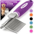 thumbnail image 1 of Poodle Pet Dog Dematting Comb Hair Tool with Stainless Steel Safety Blades, Purple, 1 of 9