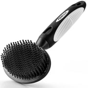Poodle Pet Round Soft Bristle Hair Brush Pet Grooming Tool for Dogs & Cats Black
