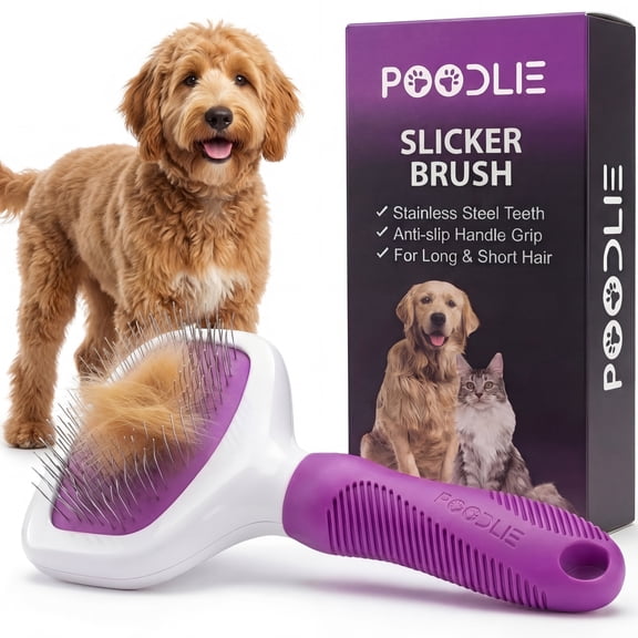 Poodle Pet Slicker Brush Pet Hair Remover Grooming Brush for Dogs & Cats