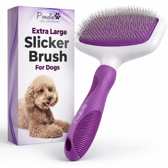 Poodle Pet XL Slicker Brush for Dogs, Cats, Rabbits - Dog Slicker Brush for Matted/Loose Hair, Fur, Knot - Doodle Brush for Dogs Short Hair & Long Hair - Dog Brush for Grooming (Large Size)