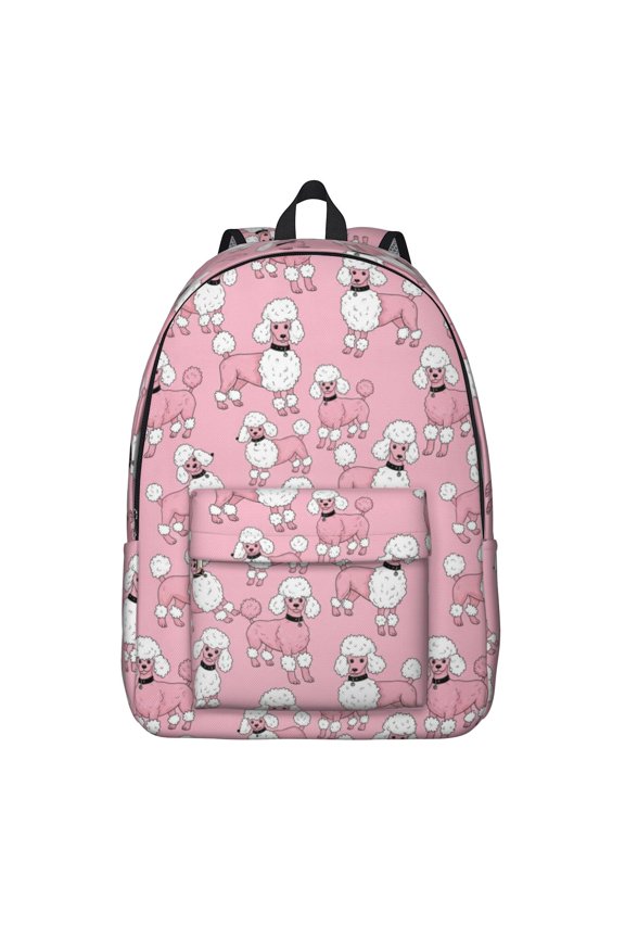 Poodle Pink Pattern Backpack for School, Cute School Bag with Adjustable Shoulder Straps and Padded Back, 15.7"x11.8"x5.5"