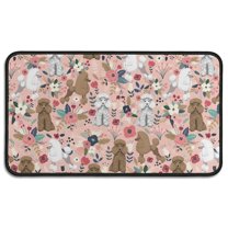 Poodle and Pioneer Flower Door Rugs,Washable Non Slip Door Mats Indoor,Decorative Door Mats,Entry Mat Indoor for Entrance,Bedroom,Kitchen,Bathroom,30"x17"