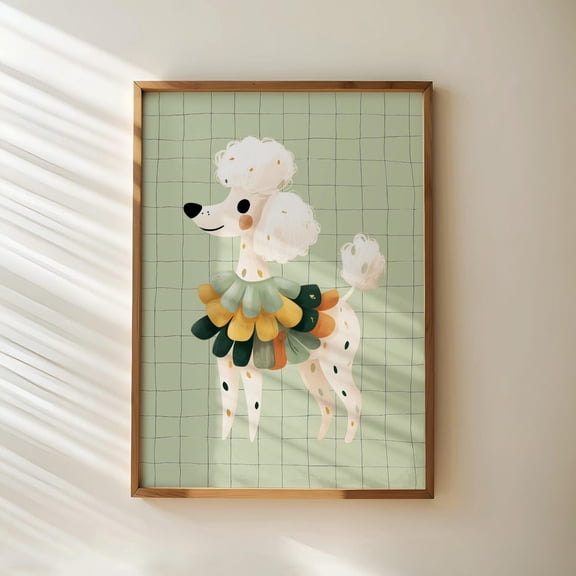 Poodle Poster, Dog With Sunglasses, Colorful Nursery Decor, 12x18 UNFRAMED