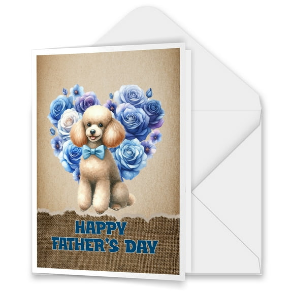 Poodle Proud Dad Happy Father's Day 5x7in Folded Greeting Card Poodles Dog Lover Gifts Idea Single Note Card with Envelope - 02008