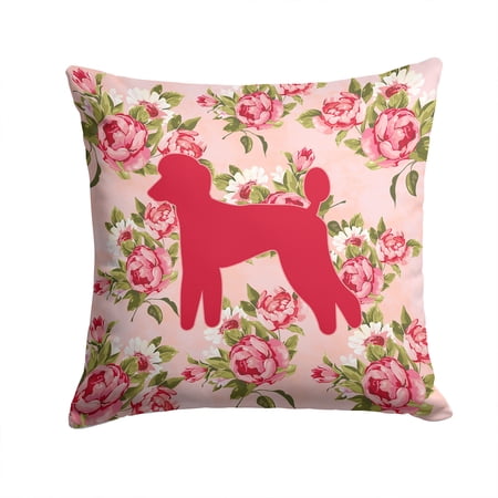 Poodle Shabby Chic Pink Roses Fabric Decorative Pillow