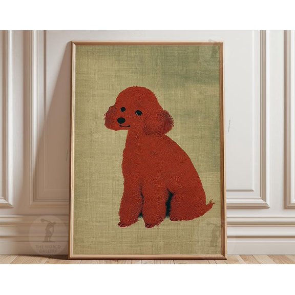 Poodle Sitting Dog Polished Floor Wall Art Print, Unframed Paper Poster 8x10in