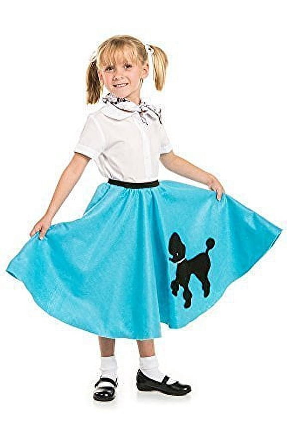 Poodle Skirt with Musical Note printed Scarf Turquoise by Kidcostumes
