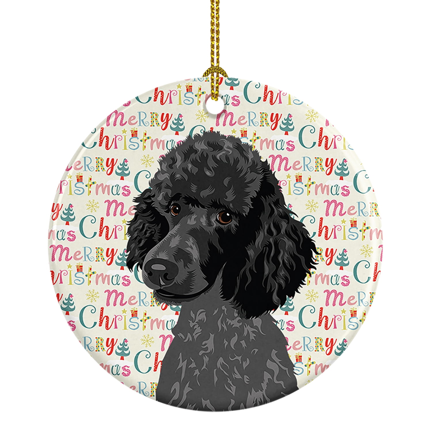 Poodle Standard Black Christmas Ceramic Ornament 2.8 in x 2.8 in