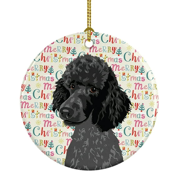 Poodle Standard Black Christmas Ceramic Ornament 2.8 in x 2.8 in