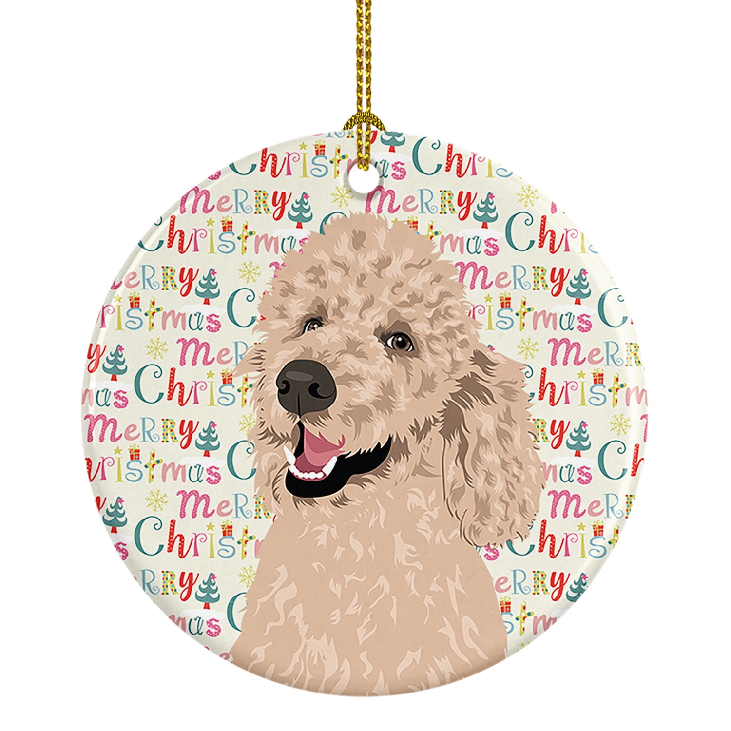 Poodle Standard Cafe Au Lait Christmas Ceramic Ornament 2.8 in x 2.8 in