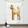 thumbnail image 1 of Poodle Tapestry, Cartoon Style of a Poodle Side Shot Standing on 4 Feet, Wall Hanging for Bedroom Living Room Dorm Decor, 40W X 60L Inches, Pastel Brown Umber Dark Yellow White, by Ambesonne, 1 of 5
