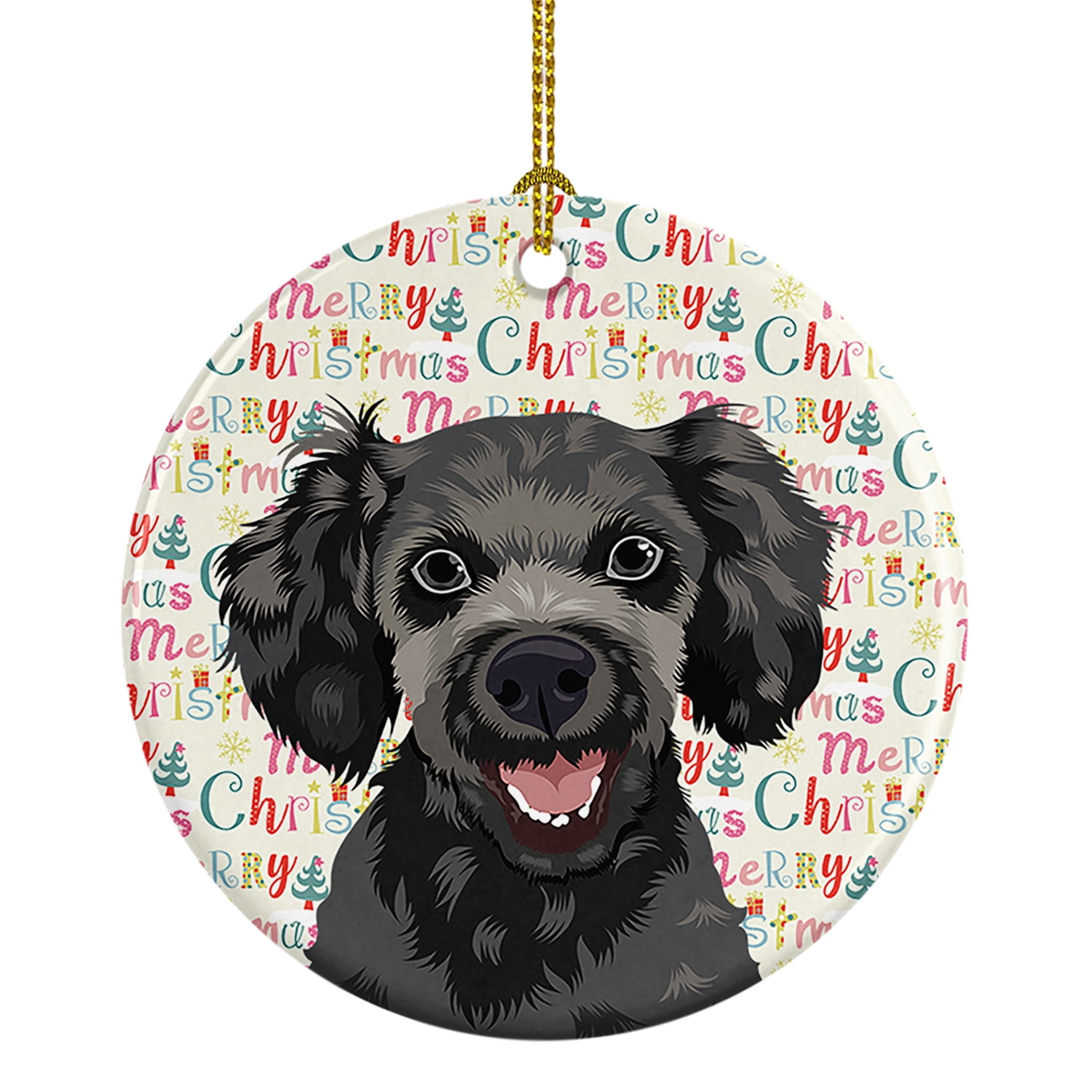 Poodle Toy Grey Christmas Ceramic Ornament 2.8 in x 2.8 in