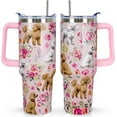 thumbnail image 1 of Poodle Tumbler Poodle Gifts 40 OZ 3D-Printed Insulated Cup Dog Lover Gift Travel Mug with Dogs Patterns and Vintage Florals(One Tumbler Included), 1 of 6