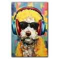 thumbnail image 1 of Poodle Wall Art - Funny Dog Canvas Canvas for Kids' Room 11x17inch - Colorful Puppy with Earphone Pictures Framed Ready to Hang, 1 of 4