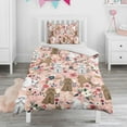 thumbnail image 1 of Poodle and Flowers Floral Duvet Cover and Pillowcase Set for Single Bedding, Bedroom Accessories for Kids Teens, 1 of 5