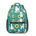 thumbnail image 1 of Poodle and Sunflowers Teal Pattern Backpack for School, Cute School Bag with Adjustable Shoulder Straps and Padded Back, 15.3"x11"x6.7", 1 of 5