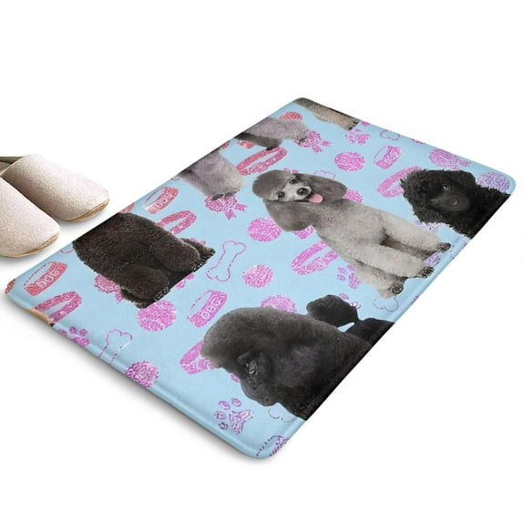 Poodles Flannel Non Slip Door Rugs,Washable Door Mats Indoor,Decorative Door Mats,Dirt-Resistant and Absorbent Doormat for Entrance,Bedroom,Kitchen,Bathroom,31.5x17in(80x43cm)