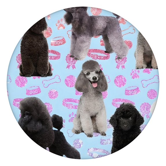 Poodles Round Fitted Tablecloth with Elastic Edge,Dining Table Cover Waterproof,Outdoor Round Tablecloth for Camping,Dining,Indoor and Outdoor