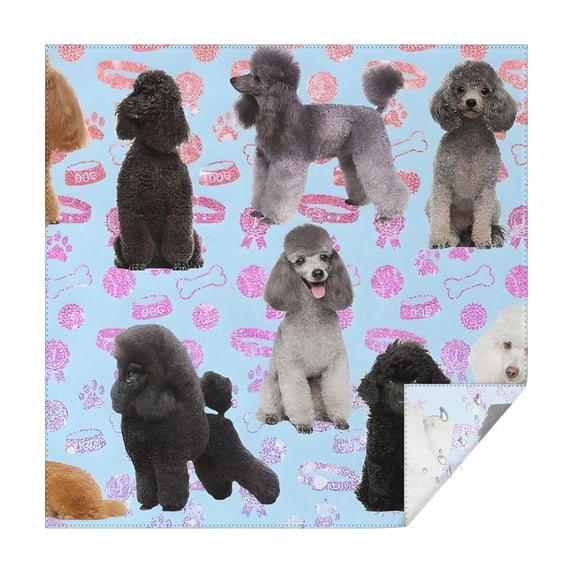 Poodles Square Tablecloth,Waterproof Square Table Cover,Wipeable Spillproof Washable Table Cover for Home Kitchen Party Decor 52"x52"(132x132cm)