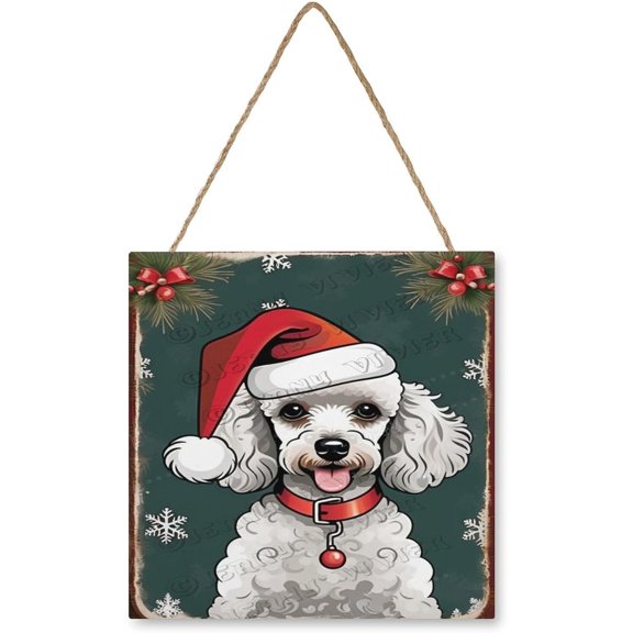 Poodles Wood Hanging Sign, Funny Bathroom Decor, Wood Wall Art,Rustic Farmhouse Decor 12x12 Inches