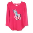 thumbnail image 1 of Poof Girl Soft Cotton Blend Sequin Unicorn Sweater Knit Top-Pink / M, 1 of 3