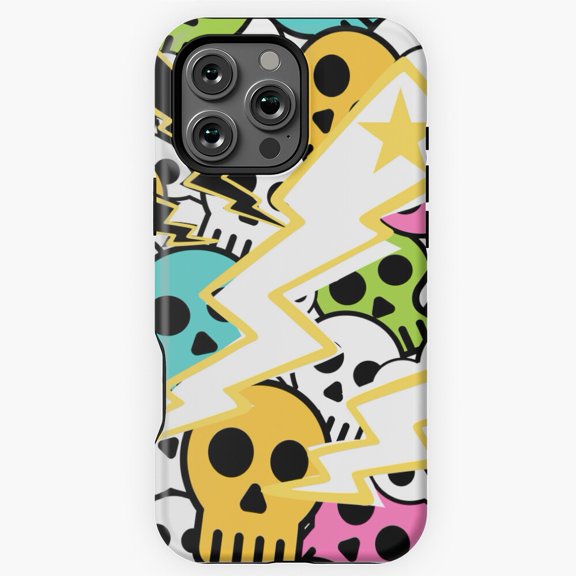 Poof Star Flash Skeleton Head Star Graphic Phone Case for iPhone 16 15 14 13 12 11 Pro Max