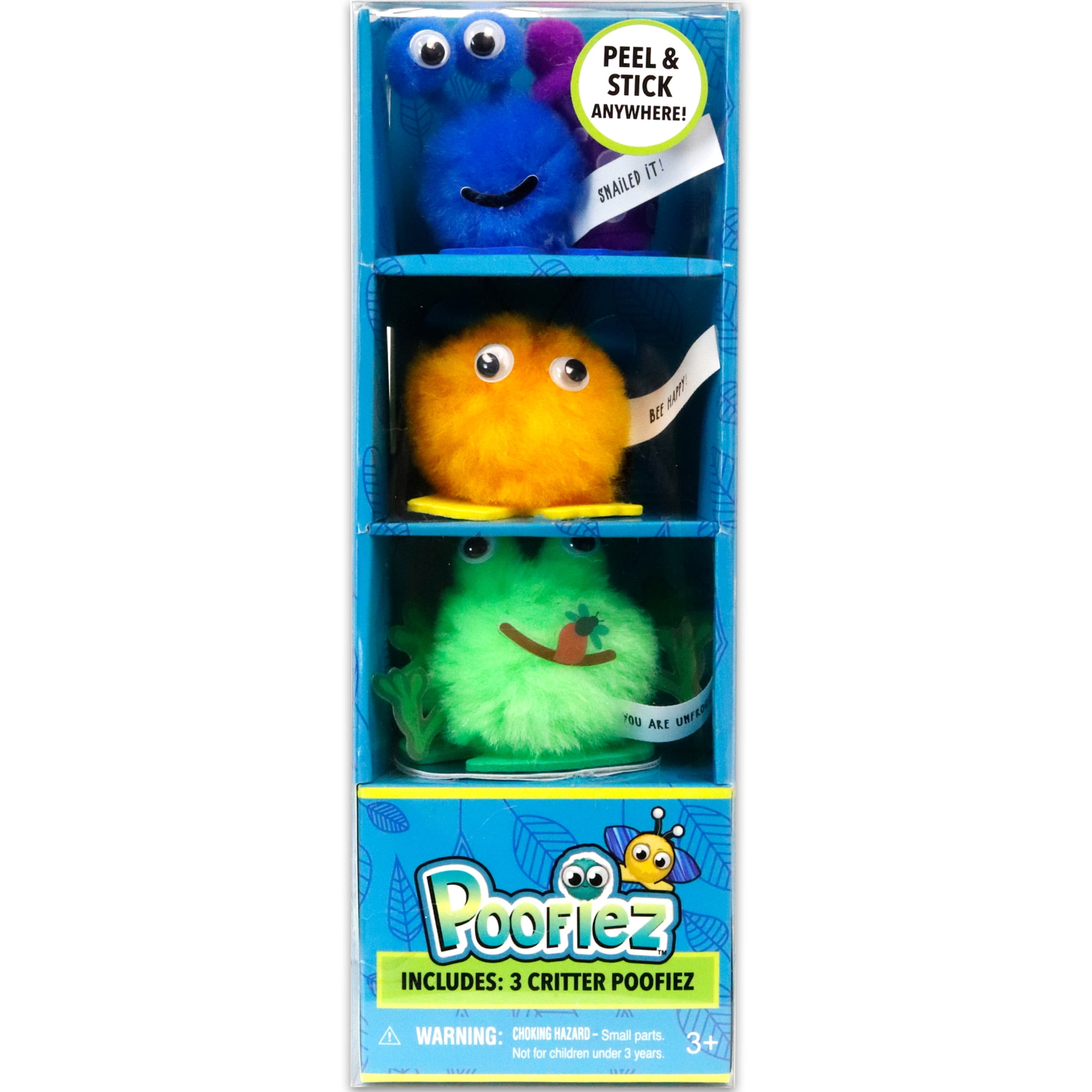 ワーリー フィンガーパペット Poofiez Peel & Stick Critters Characters, 3 Piece, for