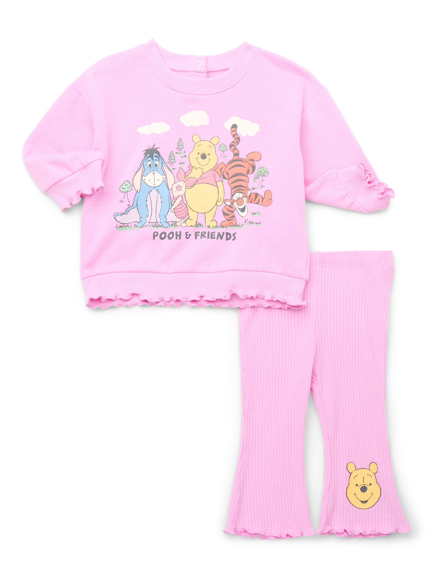 Winnie the Pooh Baby Girls Graphic Sweatshirt and Flared Leggings, 2-Piece, Sizes 0M-24M