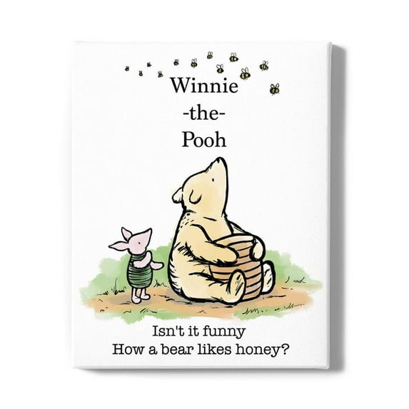Pooh Bear And Bumblebees Wrapped Canvas -Smartprints Designs,