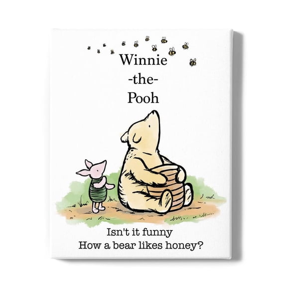 Pooh Bear And Bumblebees Wrapped Canvas -Smartprints Designs,