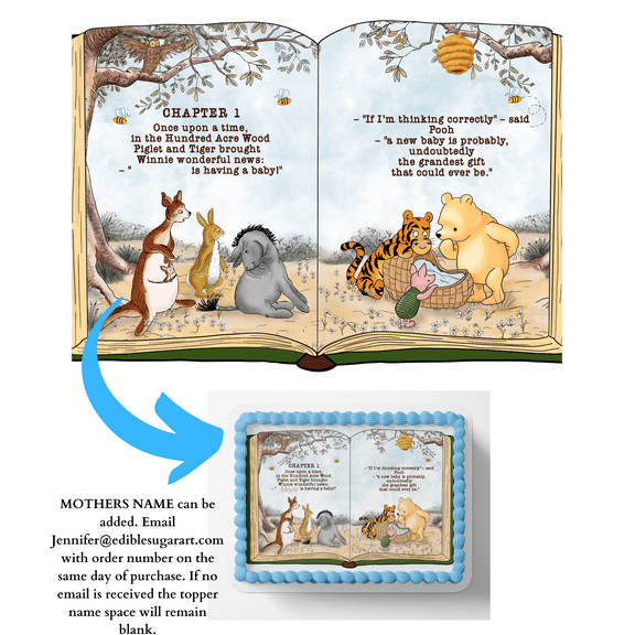 Pooh Bear Baby Shower Cake Topper Edible Image Picture on cake Image on cake