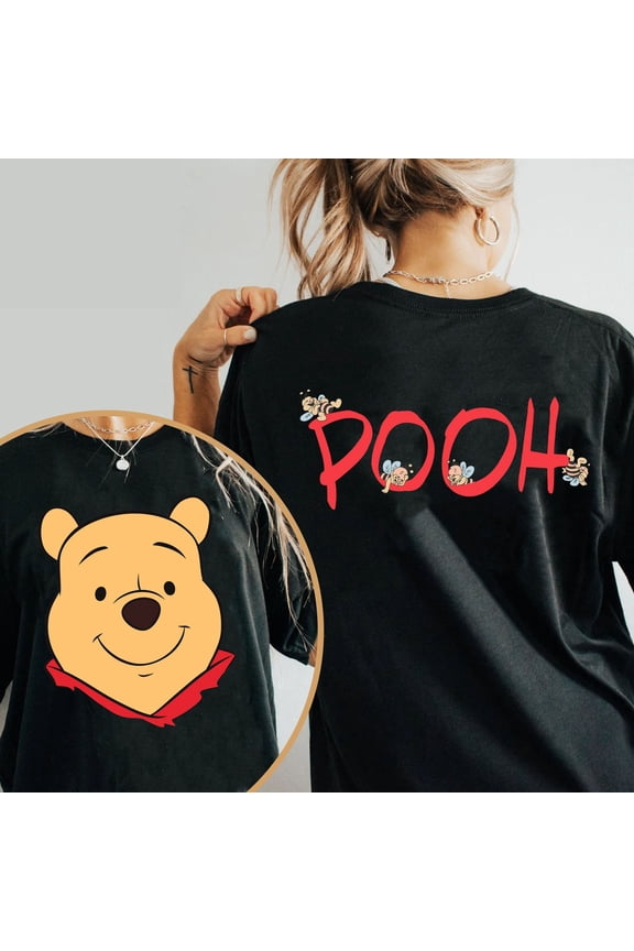 Pooh Bear Big Face Winnie The Pooh Bee Vintage Comfort Colors 2-sided T-Shirt