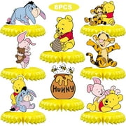 Pooh Bear Birthday Honeycomb Centerpiece Party Decorations – Colorful Table Décor for Kids and Adults, Baby Shower, Wedding, Holiday Celebration, 8-Piece Set
