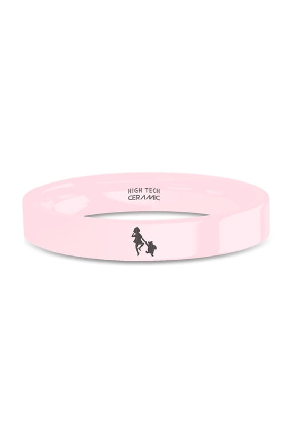 Pooh Bear Christopher Robin Engraved Pink Ceramic Wedding Band, 4mm, Size 6.5