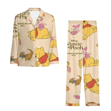 Pooh Bear Pajamas Children Long Sleeve Button Pajamas Sleepwear Soft Leisure Set