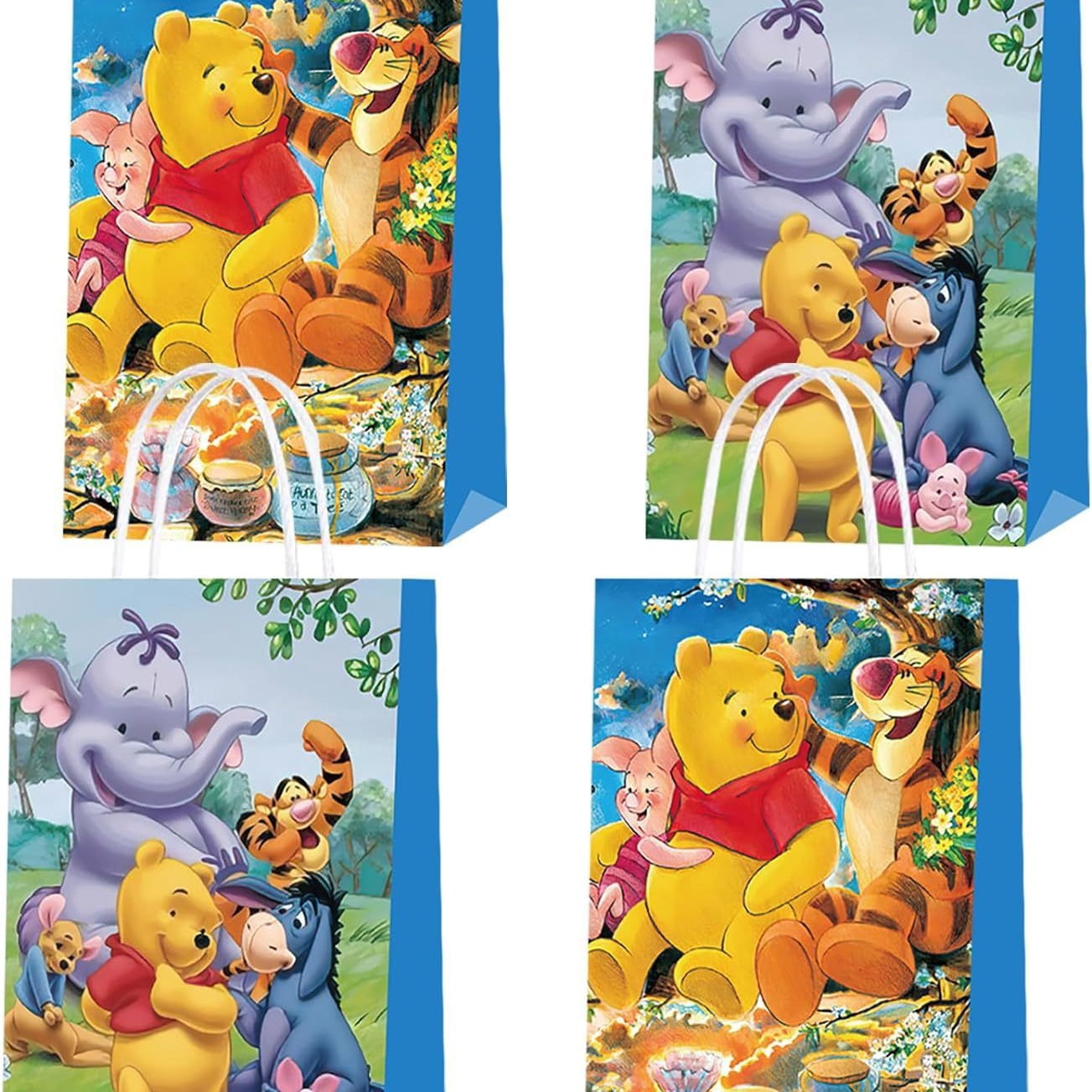 Pooh Bear Small Paper Gift Bags with Handles, Kraft Paper Party Favor — free download
