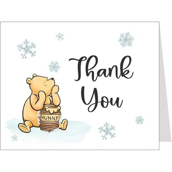 Pooh Bear Thank You Cards Baby Shower Winter Classic Winnie Gender Neutral Notes With Envelopes (24 Count)