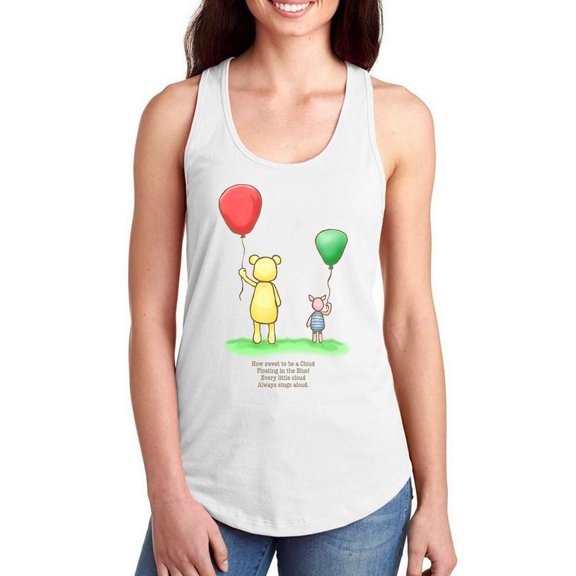Pooh Bear W Balloons Racerback Tank Women -Smartprints Designs, Female XX-Large