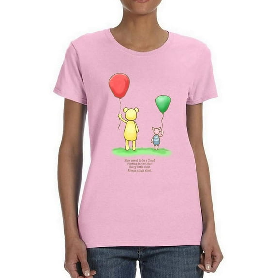 Pooh Bear W Balloons T-Shirt Women -Smartprints Designs, Female Small