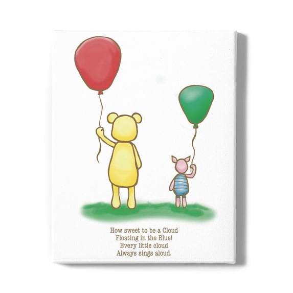 Pooh Bear W Balloons Wrapped Canvas -Smartprints Designs,