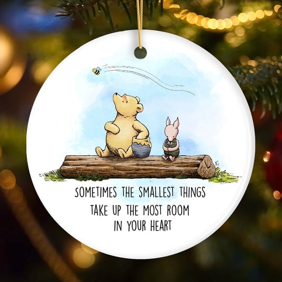 Sentimental Heartwarming Winnie-the-Pooh Quote Ornament, 1926 A.A. Milne Small Things Friendly Tree Decoration