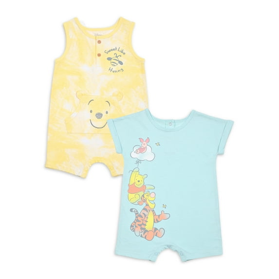 Pooh & Friends Male 0/3 Months-24 Months Cotton Blend Baby Boy Romper, Yellow, 2-Piece