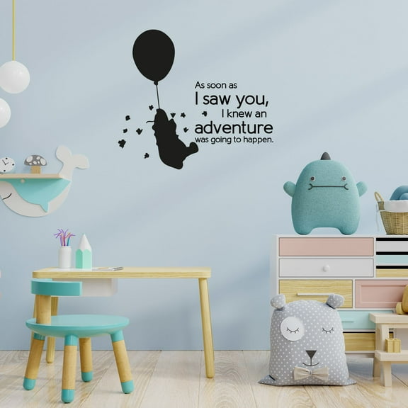 Pooh Going To Happen Balloon Life Postive Quote Cartoon Wall Sticker Art Decal Girls Boys Room Bedroom Nursery Kindergarten House Fun Home Decor Stickers Wall Art Vinyl Decoration Size (27x30 inch)
